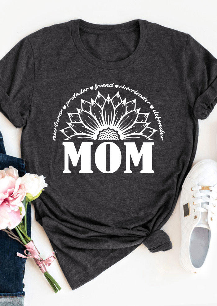 

Nurturer Protector Friend Cheerleader Defender Mom T-Shirt Tee - Dark Grey, Gray, 534307