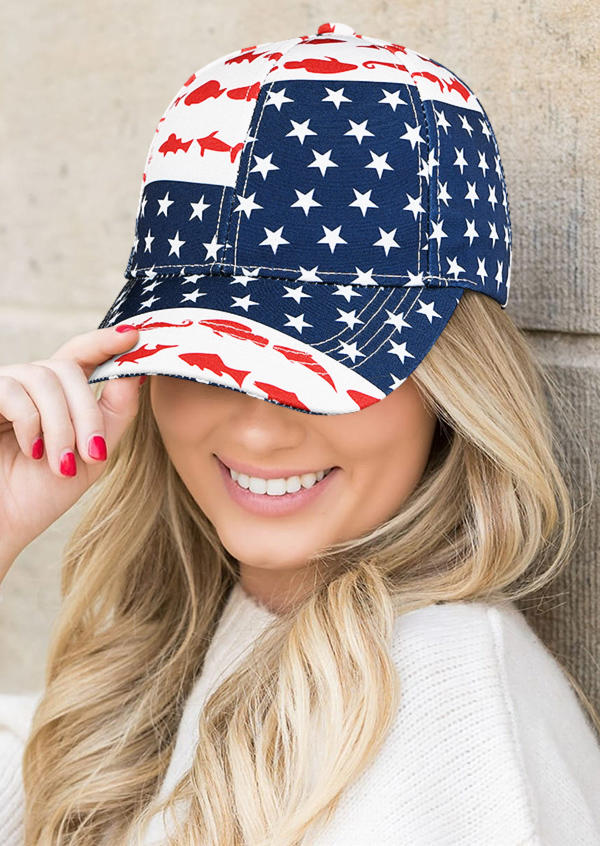 

American Flag Star Fish Baseball Cap, Multicolor, 534378