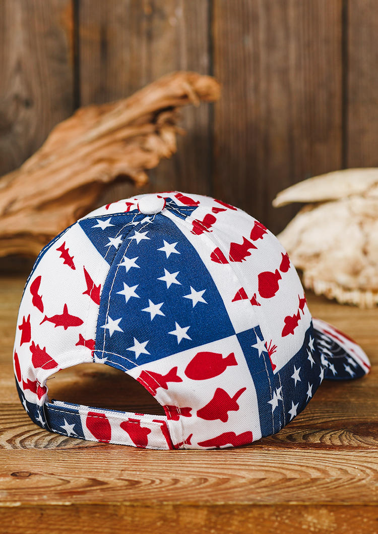 American Flag Star Fish Baseball Cap