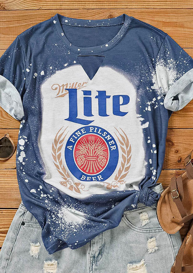 

A Fine Pilsner Beer Bleached T-Shirt Tee - Blue, SCM001074