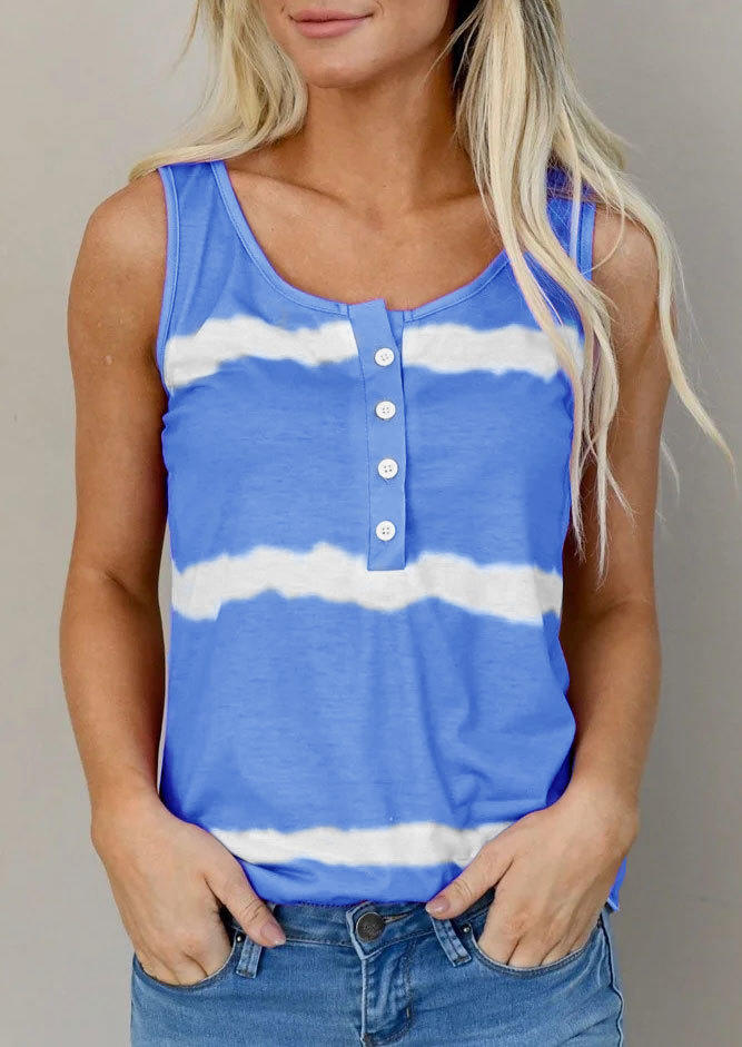 

Tie Dye Button Tank - Blue, SCM001335