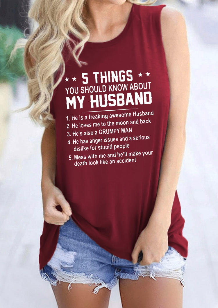 

5 Things You Should Know About My Husband Tank - Burgundy, 534322