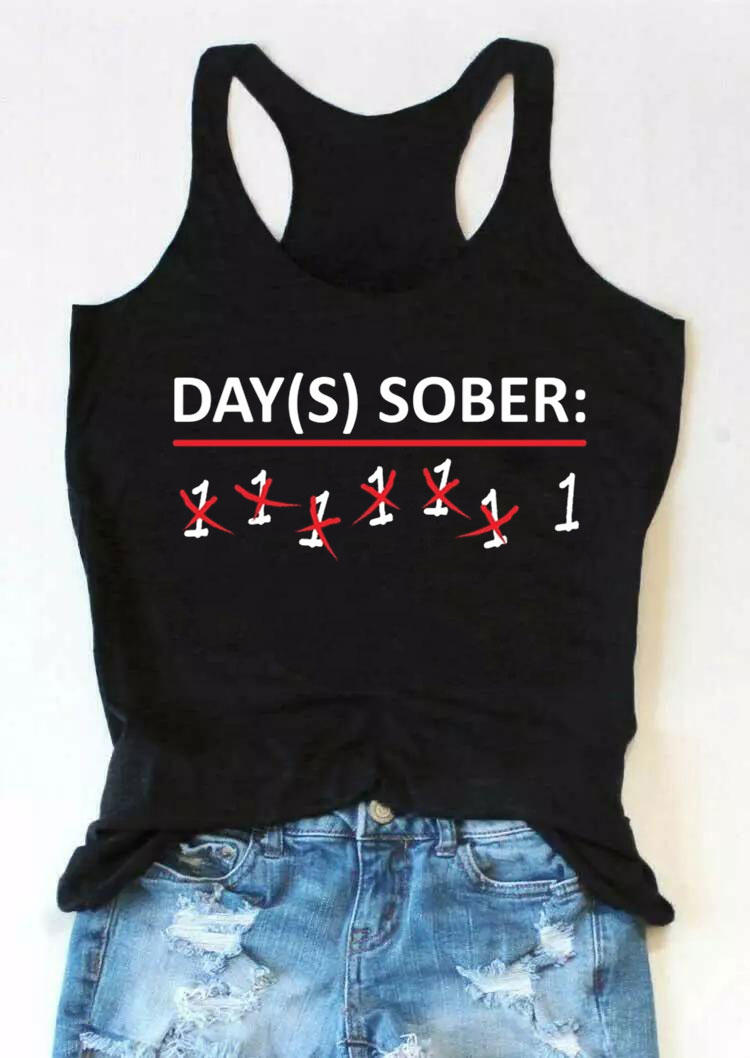 

Days Sober O-Neck Racerback Tank - Black, 534327