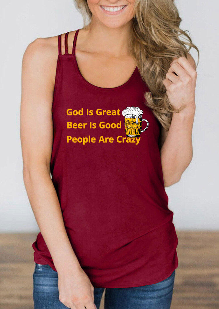 

God Is Great Beef Is Good People Are Crazy Camisole - Burgundy, Red, 534331