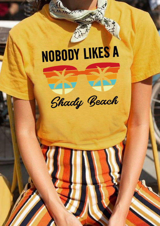 

Nobody Likes A Shady Beach Coconut Tree Glasses T-Shirt Tee - Yellow, 534416