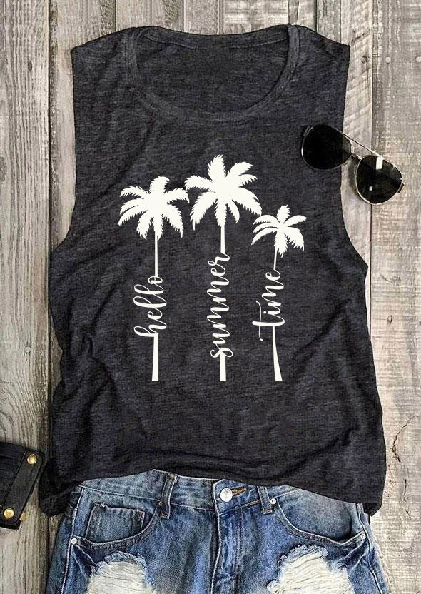 

Hello Summer Time Coconut Tree Tank - Dark Grey, 534481