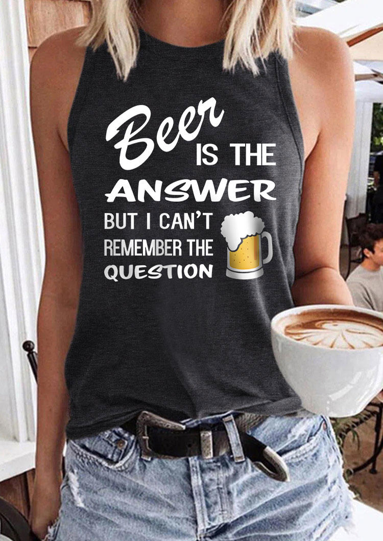 

Beer Is The Answer But I Can't Remember The Question Racerback Tank - Dark Grey, Gray, 534488