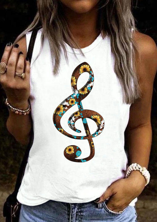 

Sunflower Musical Symbols O-Neck Tank - White, 534492