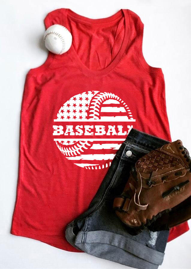 

American Flag Baseball Tank - Red, 534558