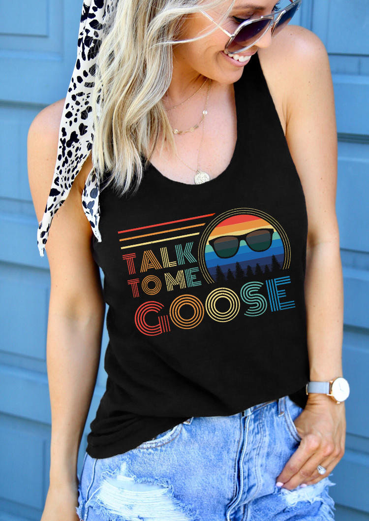 Talk To Me Goose Glasses Sunset Racerback Tank - Black