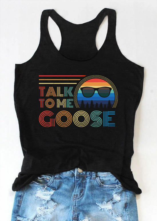 

Talk To Me Goose Glasses Sunset Racerback Tank - Black, 534567