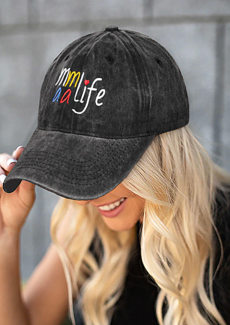 

Mama Life Heart Hollow Out Baseball Cap, Dark grey, 534616