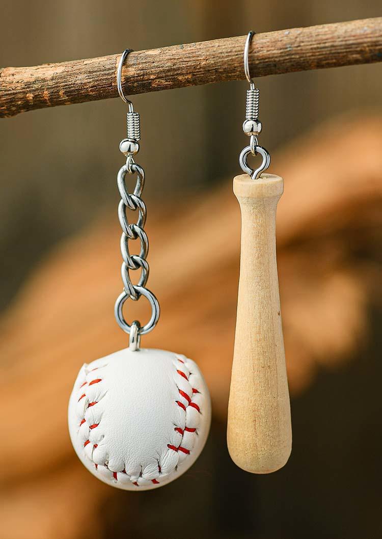 Baseball Asymmetric Alloy Hook Earrings