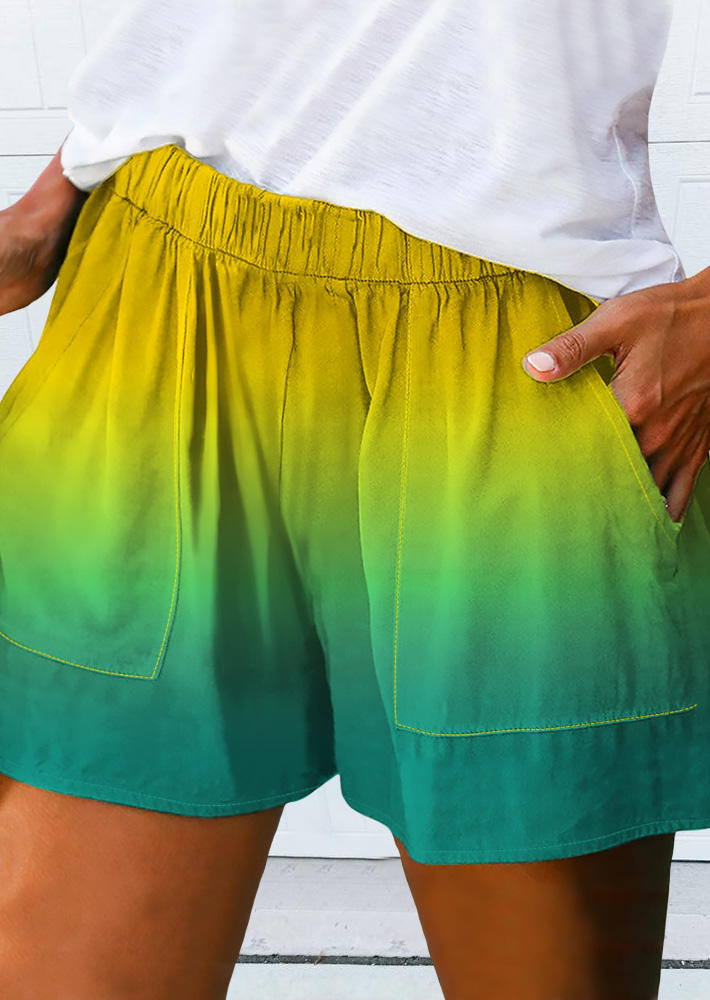 Gradient Pocket Elastic Waist Shorts