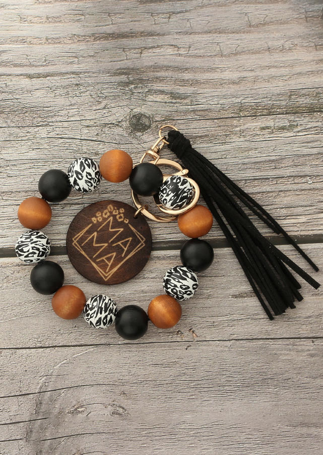 

Mama Beading Tassel Wooden Bracelet, Multicolor, 532042
