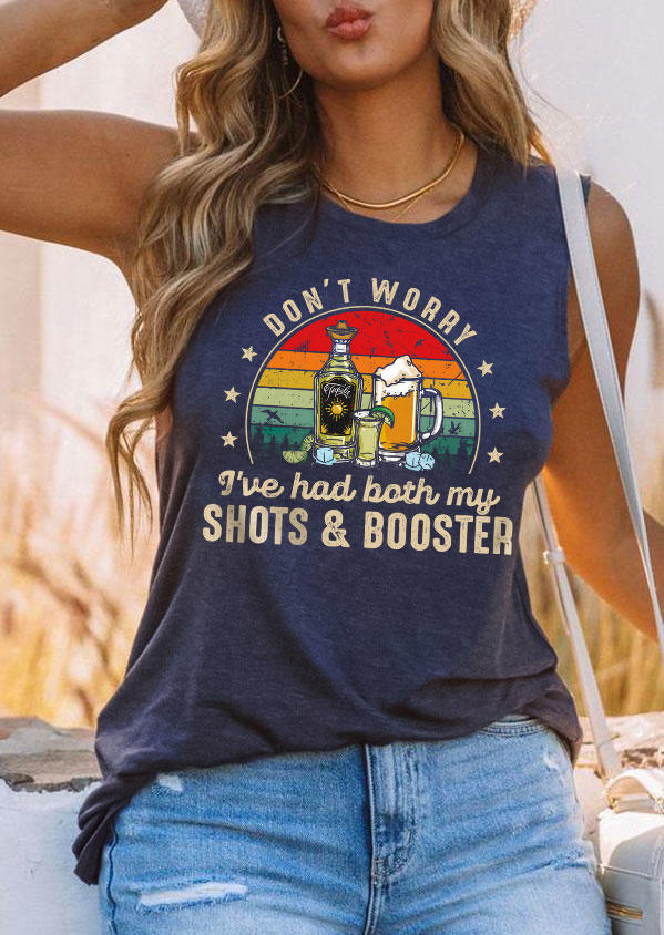 Don't Worry I've Had Both My Shots & Booster Tank - Navy Blue
