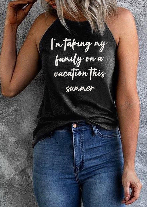I'm Taking My Family On A Vacation This Summer Camisole - Dark Grey