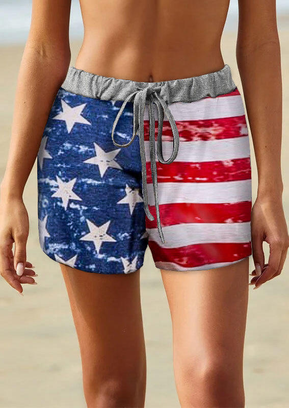

American Flag Drawstring Shorts, Multicolor, SCM001344