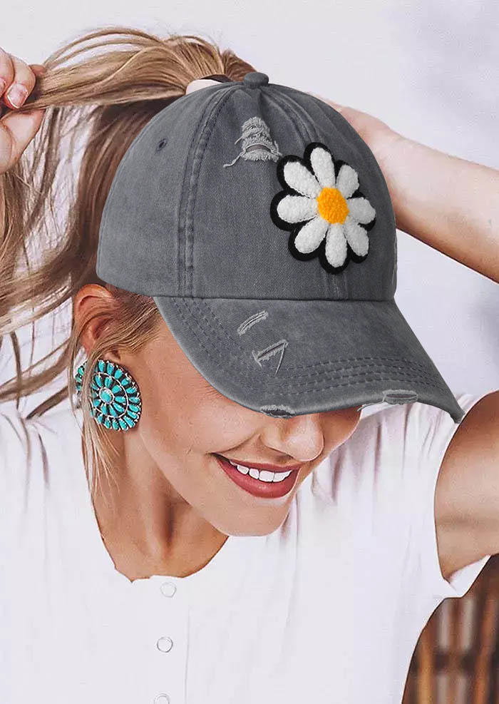 

Daisy Criss-Cross Hollow Out Baseball Cap, Gray;dark grey, 534792