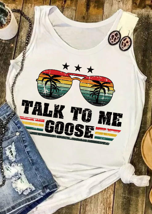 

Talk To Me Goose Glasses Coconut Tree Tank - White, 534809