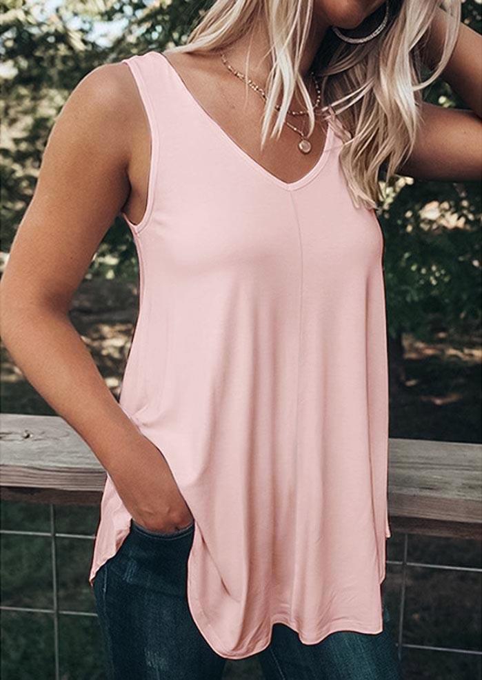 

Casual V-Neck Tank - Pink, 534850