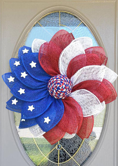 American Flag Star Wall Door Decor Wreath