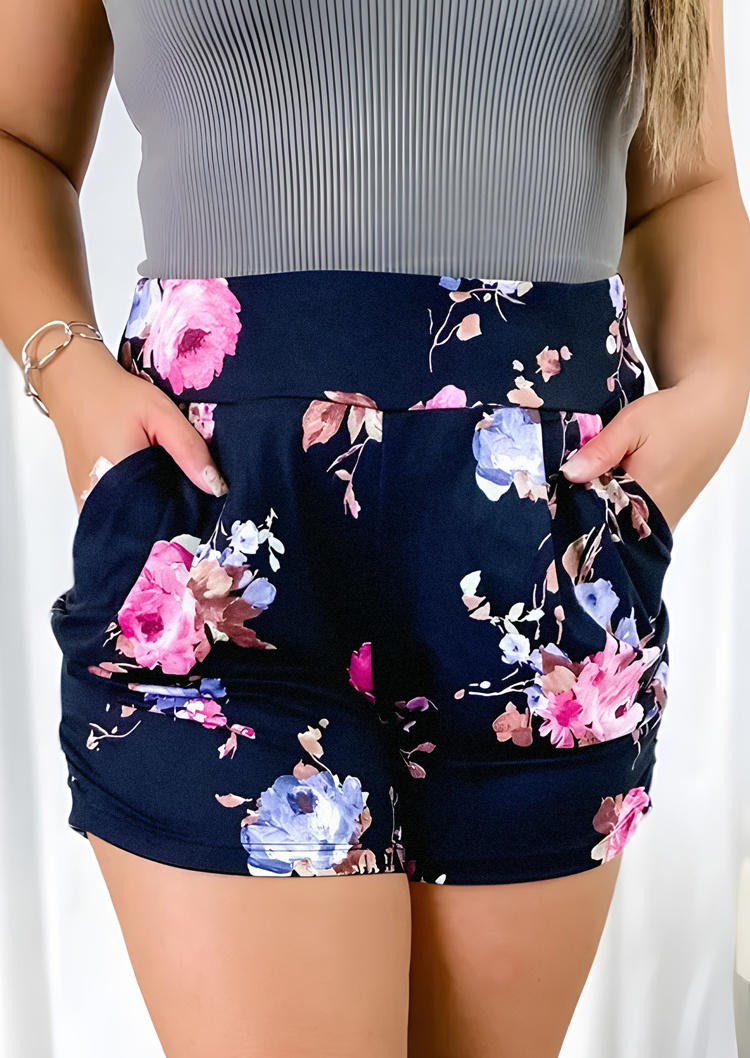 

Floral Pocket Casual Shorts, Multicolor, SCM001370