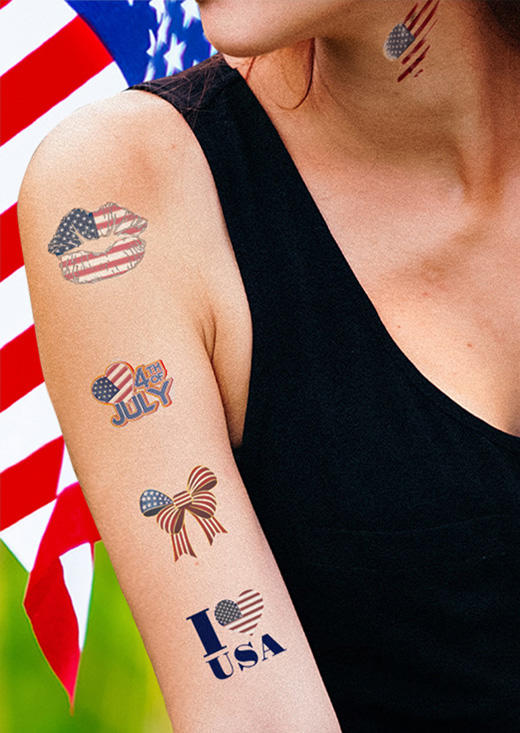 

20Pcs American Flag Patriotic Temporary Tattoo Stickers, Multicolor, 534912