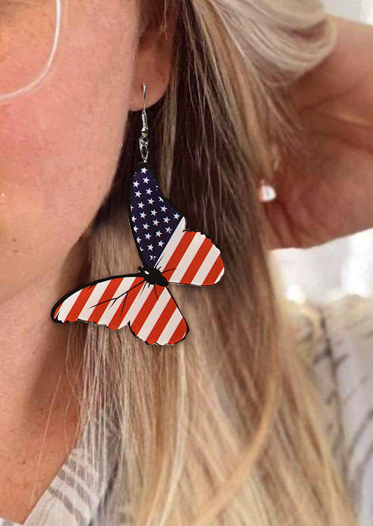 American Flag Butterfly Earrings