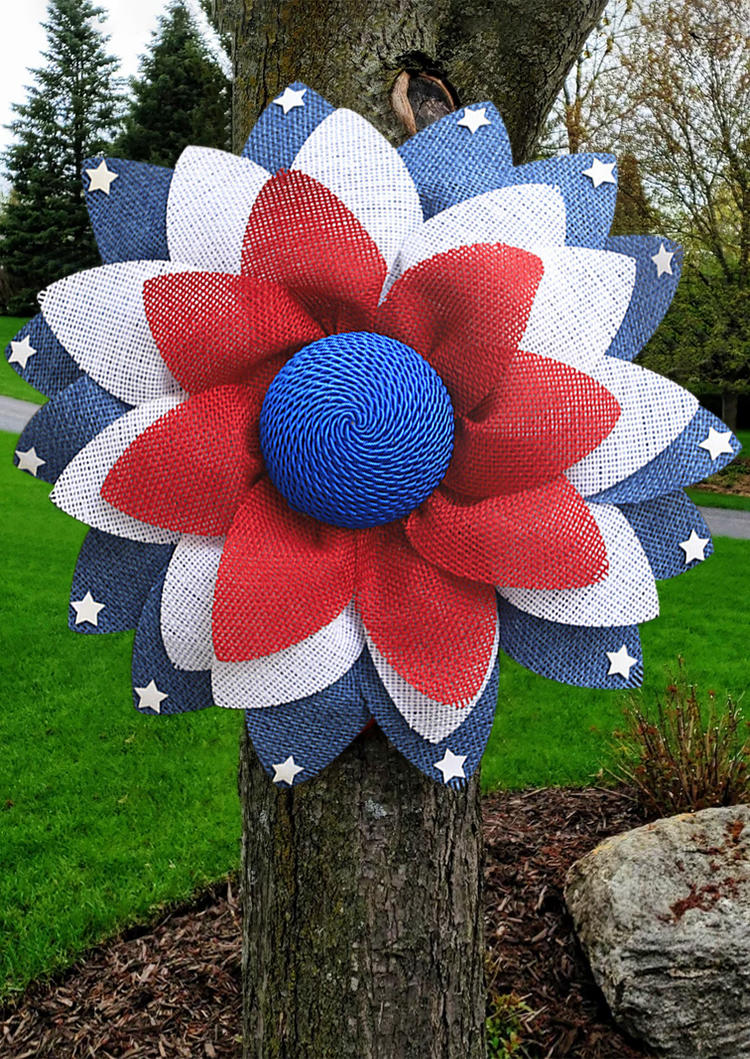 

American Flag Star Wall Door Decor Wreath, Multicolor, 535168