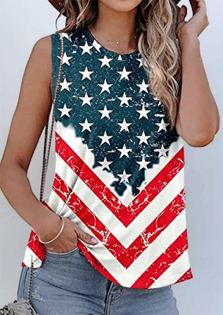 

American Flag Star Casual Tank, Multicolor, 534864