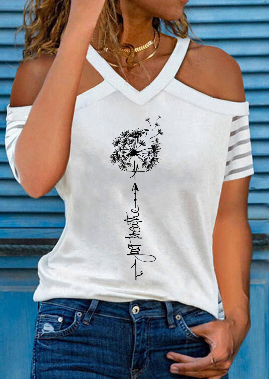 

Just Breathe Dandelion Cold Shoulder Blouse - White, 535100