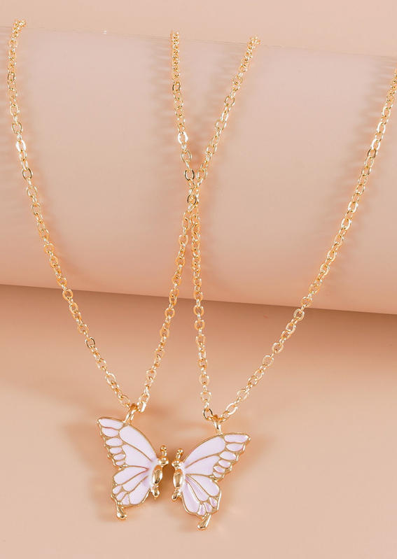 1 Pair Butterfly Friendship Is Steadfast Necklace