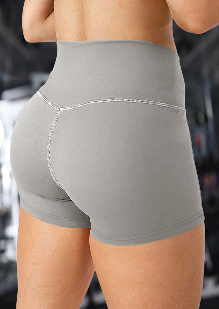 Wrap High Waist Activewear Fitness Sports Shorts - Light Grey