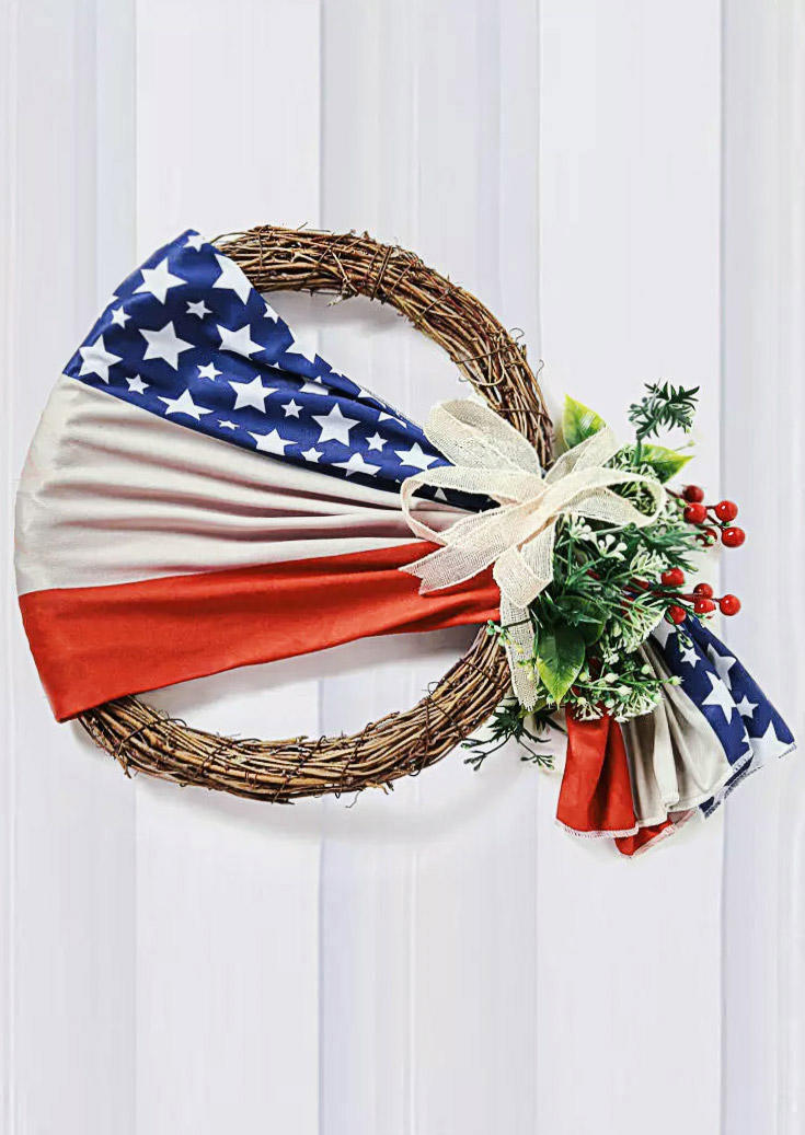 

American Flag Star Door Decor Wreath Ornament, Multicolor, 535153