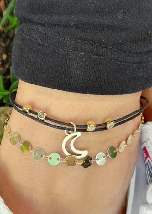 Moon Double-Layered Alloy Anklet
