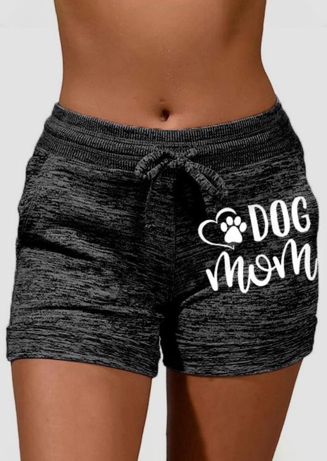 Dog Paw Mom High Waist Shorts - Dark Grey, Gray, 535173