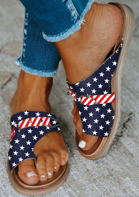 

American Flag Toe Ring Flat Slippers, Multicolor, 535239