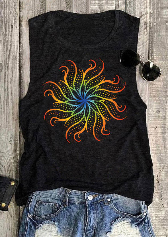 

Gradient Floral O-Neck Tank - Black, 534823
