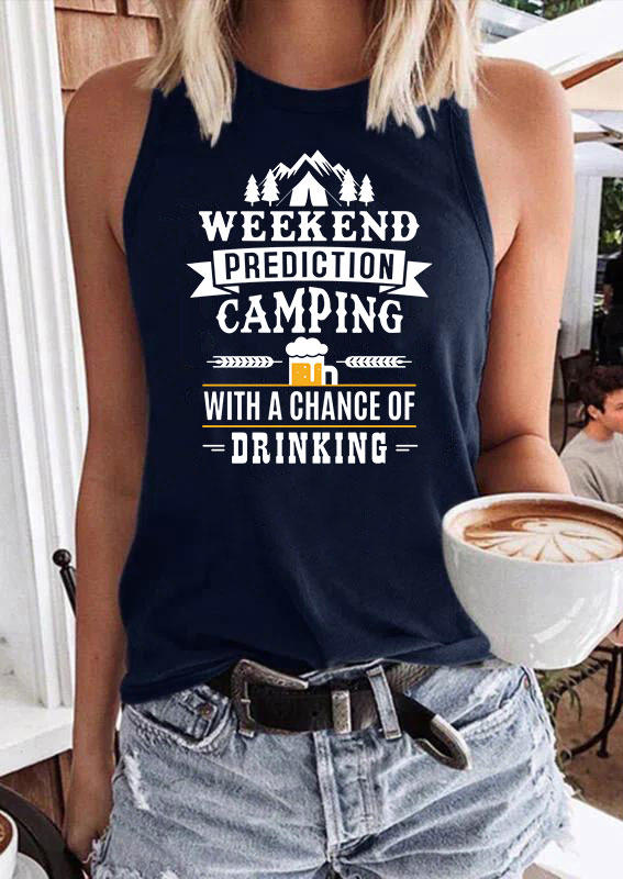 Weekend Prediction Camping With A Chance Of Drinking Tank - Navy Blue