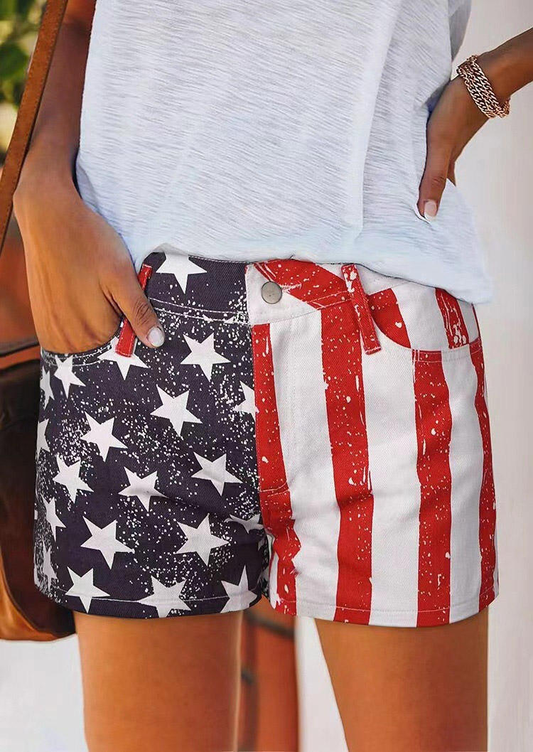 

American Flag Pocket Button Shorts, Multicolor, 535311