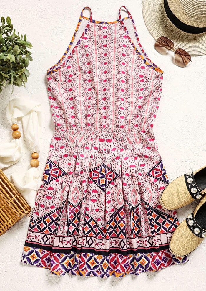Ethnic Style Tassel Drawstring Open Back Mini Dress