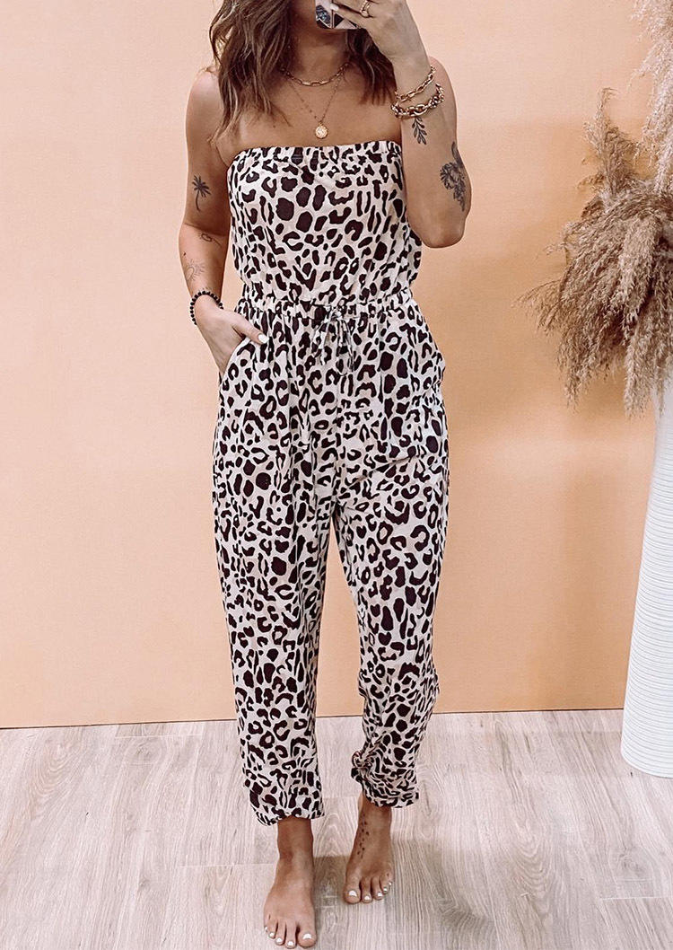 

Leopard Pocket Strapless Bandeau Jumpsuit, SCM001538