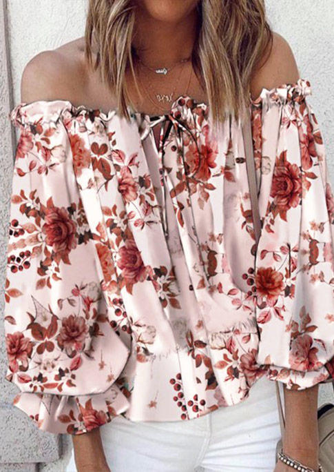 

Floral Ruffled Off Shoulder Blouse - Light Pink, 535265