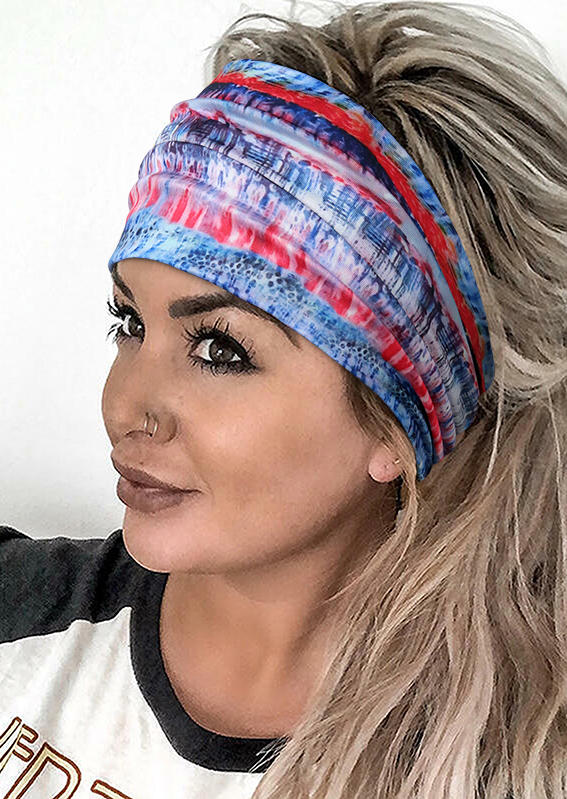 

Tie Dye Workout Sweatband Running Sport Wide Headband, Multicolor, 535317