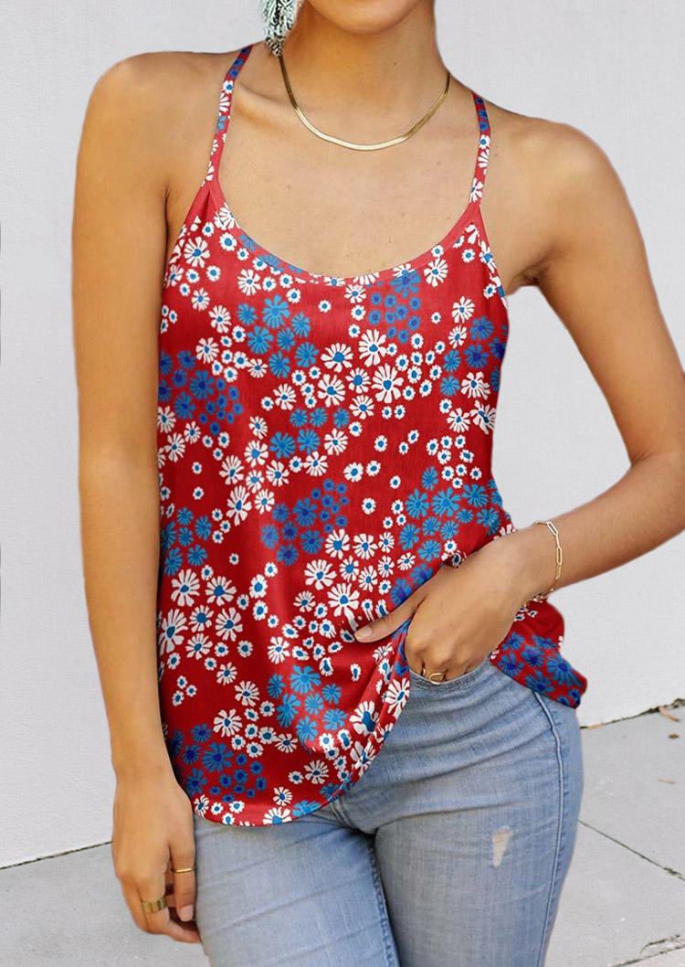 Lace Splicing Floral Hollow Out Tank