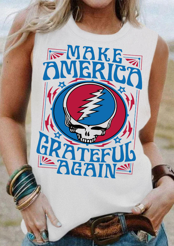 

Make America Grateful Again Star Skull Tank - White, 535042