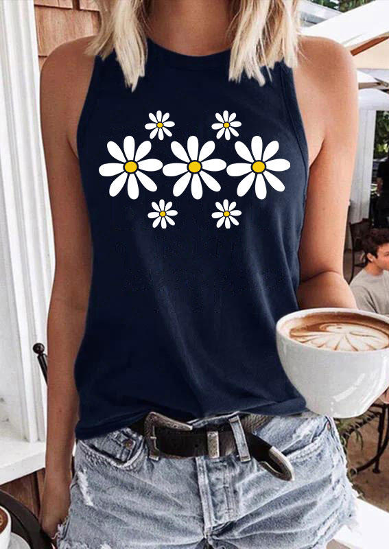 

Daisy O-Neck Casual Tank - Navy Blue, 535130