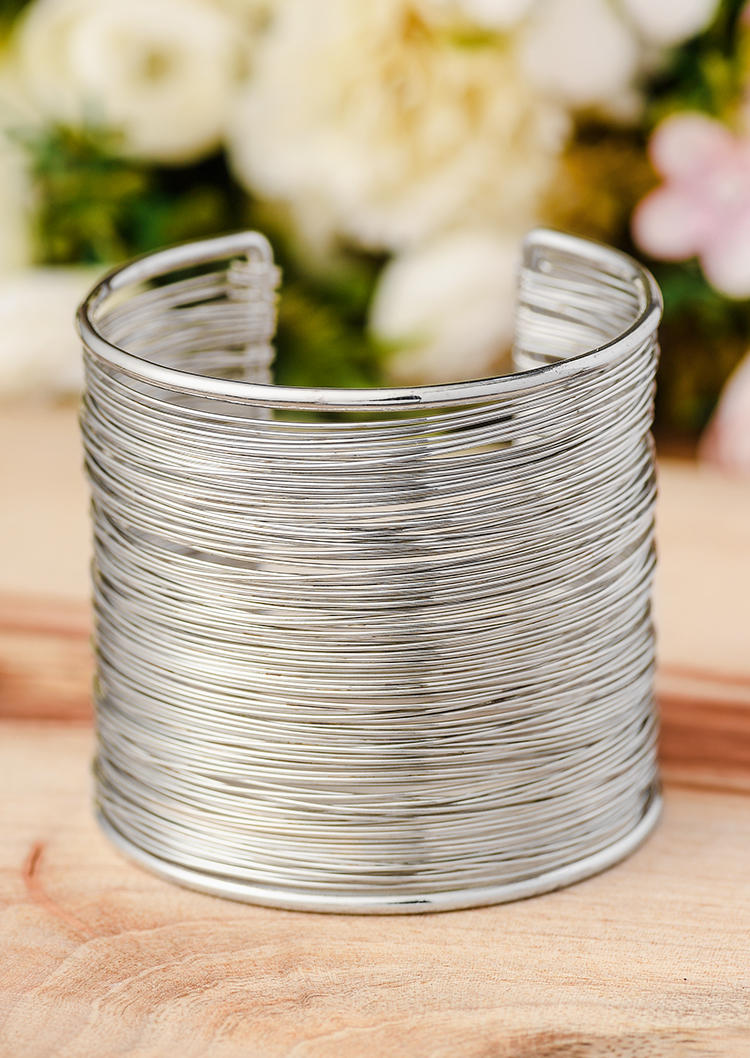 

Open Wrist Wide Cuff Bracelet, Silver, SCM001427