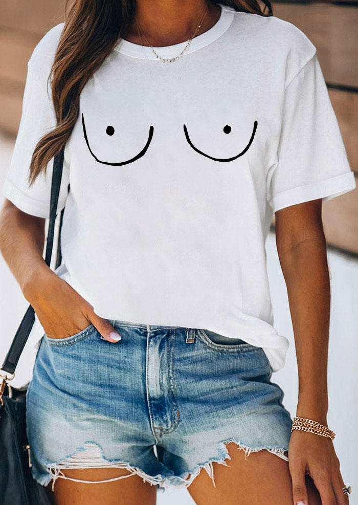 

Funny Cartoon Draw Tittles T-Shirt Tee - White, 535195